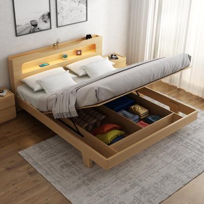 China New Design Customizable Multifunctional Convertible Storage Bed With LED Design Queen Frame Bed Factory Wholesale Wood for sale