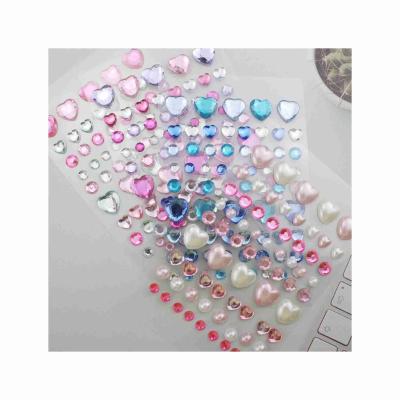 China Decorative Self-adhesive Rhinestone Sticker Self-adhesive Shape Festival Holiday Finger Decoration Acrylic Heart Sticker for Decoration for sale