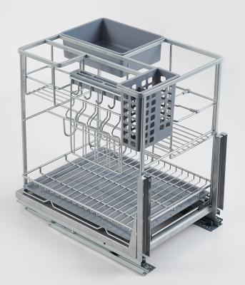 China Modern Cabinet Mul Basket, Multifunctional Pull Basket Wire Drawer Pull Cooking Basket With Slowly Narrow Square Slide Line for sale