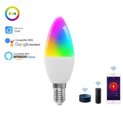 China Vintage office 12v garden ceiling wifi smart candle bulbs alexa music key color change plastic tuya e14 e12 en venta