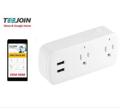 중국 Teejoin USA Wifi Socket Smart Plug Dual USB Control Switch Smart Socket Dual USB Residential/Multi-Purpose Electric Power Wall 판매용