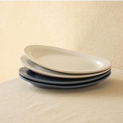 China Sustainable Upclay Nordic Collection Neutral Stoneware Semi-Matte Oval Pasta Rectangle Plate Set for sale