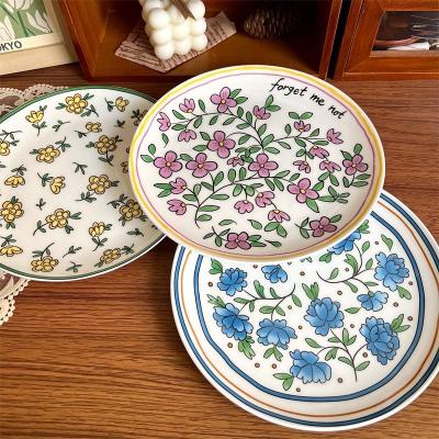 China Sustainable Korean Style Bone China Square Full Decal 8 inch Decal Dessert Plate for sale