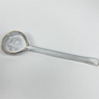 China Sustainable Nordic Collection Stoneware Light Grey Reactive Glazed Natural 17cm Spoon for sale