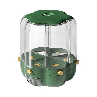 China Lid Storage Container Cereal Dispenser Rice 6-Grid Freshness Preservation 360 Rotating Transparent And Visible Dry Tank for sale