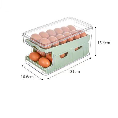 China Easy Take Automatic Freshness Keeping Rolling 24 Egg Organizer Fridge Egg Storage And Egg Tray Storage Container With Lid for sale