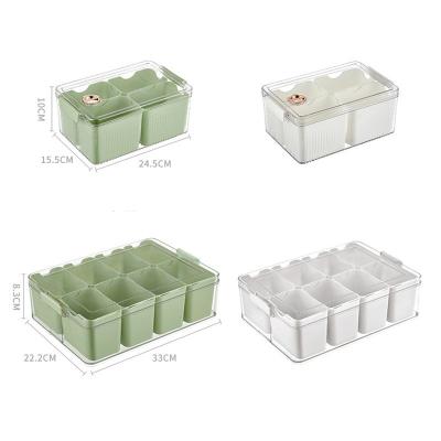 China Freshness Keeping Tight Sealing 4 And 8Compartments Organizer Bins Freezer Food Storage Container For Pantry Drawer Refrigerator Container for sale