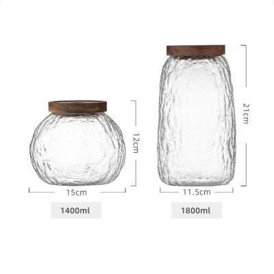 China Freshness Preservation Mason Jars Glass Storage Wooden Lid Candy Jar Transparent High Borosilicate Glass Storage Jar Portable Cereal Container for sale