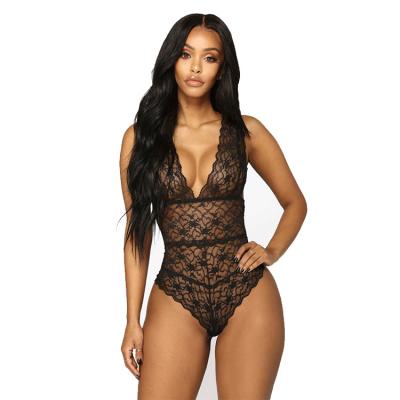 China Good Quality Sexy Lingerie Lace Polyester Stitching Mesh Jumpsuit Sexy Sleepwear for sale