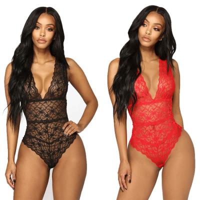 China Online Wholesale Halter Women's Lace Mesh Polyester Shop Teddy Nightgowns Sexy Lingerie Jumpsuits for sale