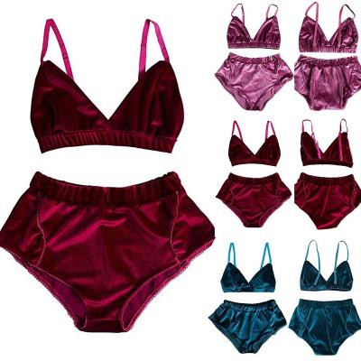 China Wholesale Good Quality Sexy Lingerie Private Label Spandex/Nylon/Velvet High End Bra And Brief Sets for sale