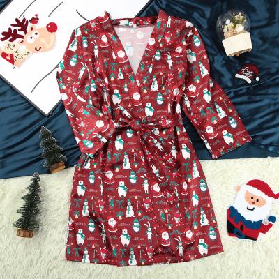 China Christmas QUICK DRY satin nightgown long robe silk sleepwear pajamas for women for sale