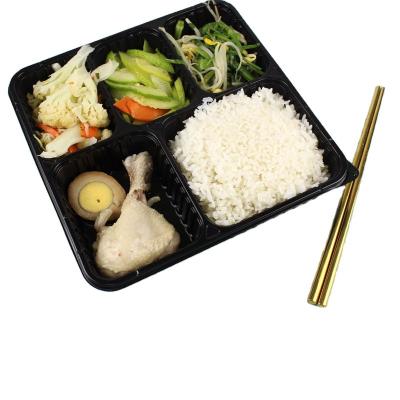 China Minimalist Mulit- Compartment Food Container Disposable Black Plastic Food Bowl Container for sale