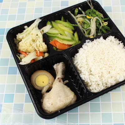 China Minimalist Take Away 4 Compartments Rectangular Disposable Plastic Food Container Lunch Box With Dividers For Restaurant Meal Food Packaging for sale