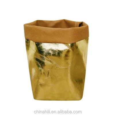 China Recyclable Washable Paper Bags Gold Waterproof Bag for sale