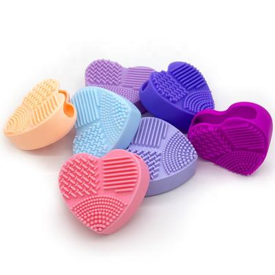 China Hot Selling High Quality Reusable Eco-friendly Silicone Makeup Brush Cleaning Mat Wash Scrubber Board Cleaning Makeup Brush for sale