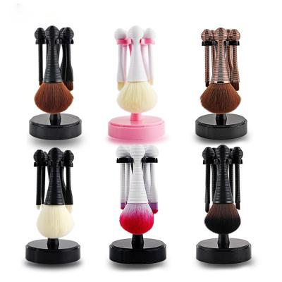 China Angular Blush Plastic Handle Mini Brush Set 5pcs Lollipop Brushes For Makeup Sets Plastic Handle Makeup Brush Set for sale