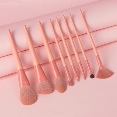 China Angular Blush 8pcs 8 Pink Orange 8 Piece Essential Pink Green Make Up Brush Orange 8 Pcs Makeup Brush Set for sale