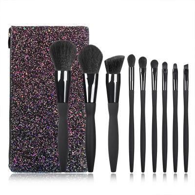 China Angular Blush 9 Pcs All Black Makeup Brush With 2021 Diamond Black Luxury Make Up Brushes 9pc Black Diamond 9 Piece Makeup Brush for sale