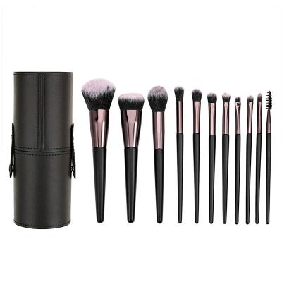 China Angular Blush Black 11pcs Pro Synthetic Luxury Makeup Brush Wholesale Vegan Color Woman Make Up Brush for sale