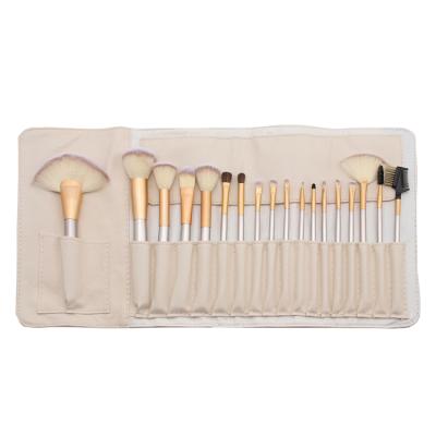 China Angular Blush High Grade Goat Hair 18 Pcs Makeup Brushes Mini Set Luxury Makeup Brush 18Pcs Champagne Gold Makeup Brush With Case With Bag for sale