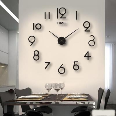 China 10inch-47inch DIY Wall Clock Black 3D Mute Round Shape Eclectic Frameless Wall Clock for sale