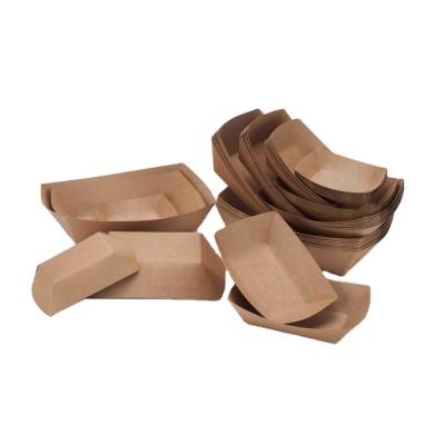 China Recyclable Custom Design Disposable Printed Brown Office Salad Wrapping Paper Cardboard Sushi Food Paper Pulp Dishes Tray for sale