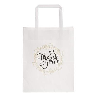 China High Quality Customized Disposable Printed Kraft Paper White Flower Take Away Bag Made In China for sale