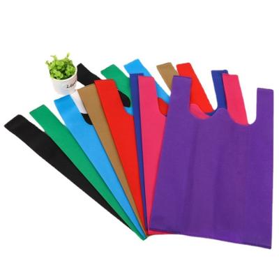 China Wholesale Price BIODEGRADABLE Multi Colors Foldable Fabric PP Laminated Nonwoven Vest Shopping Tote Bags for sale