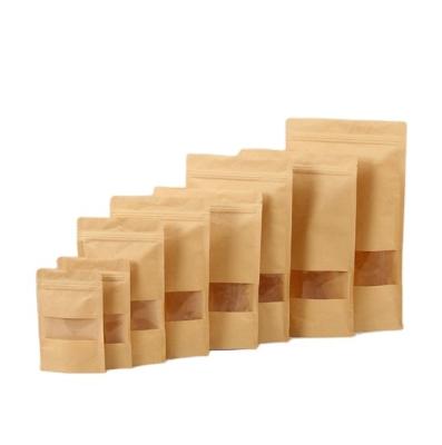 China Wholesale Disposable Brown Food Grade Zip Lock Food Delivery Kraft Paper Resealable Packaging Bag for sale