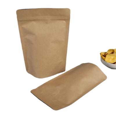 China Recyclable Resealable Stand Up Popcorn Food Grade Brown Kraft Paper Insulated Ziplock Food Packaging Bag for sale