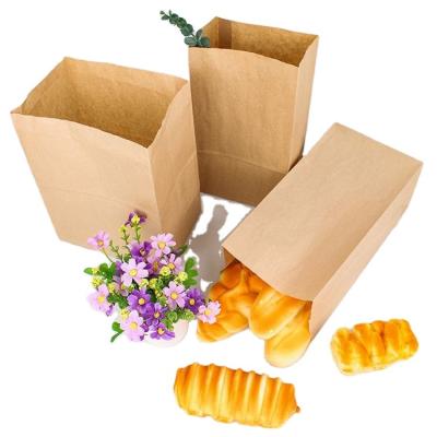 China Recyclable Custom Plain Take Away Fried Food Bread Brown Kraft Paper Packaging Packaging Bag for sale