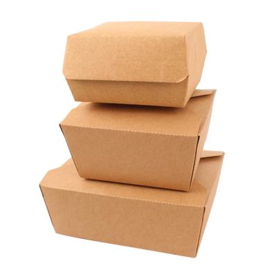 China Fish and Chips Burger Box Disposable Fried Hamburger Packaging Kraft Paper Best Price Recyclable For Fast Food for sale