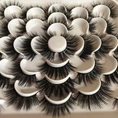 China Wholesale 3d Natural Soft Strip Lashes Silk Synthetic Hair Qiaojie Natural Hand Made Custom Black False Lashes Wispies Eyelashes Too for sale