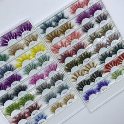 China High Hot Selling 3D Effect 3D Mink Lashes Color Eyelashes Color Natural Tapered Eyelash Color Strip for sale