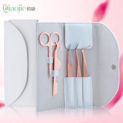 China Stainless Steel 5 Pieces New Design Stainless Steel Eyelash Extension Tweezers Set for sale