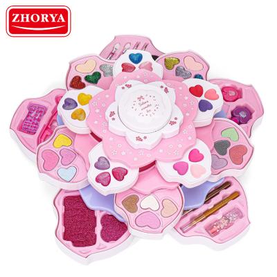 China Child Makeup Set New Design Fashion Girls Beauty Girls Zhorya Makeup Pretend Play Makeup Box Flower Cosmetic Toy Set for sale