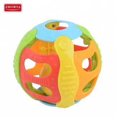 China Safety Gym Ball Soft Rubber Materlal Feeling Learn Music Baby Light Soft Rattle Musical Toy Plastic ABS for sale