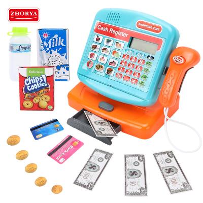 China Non-toxic Zhorya noise and music child shopping pretend play role play supermarket cash register toy set for sale