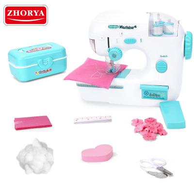 China Mini Non-Toxic Battery Operated Household Appliance Toy Multifunctional Sewing Machine Pretend Role Play Toy for Kids Girls for sale