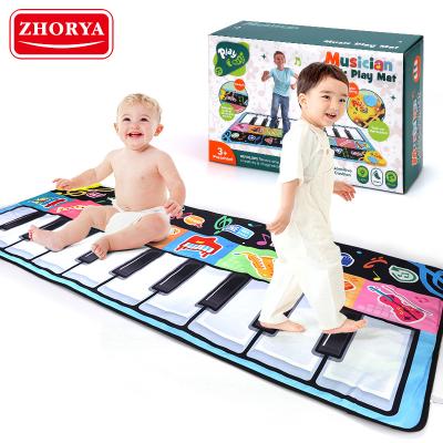 China Toy Zhorya Portable Piano Mat 150*60cm Educational Non-slip Dancing Piano Musical Mat Keyboard Play Mat for sale