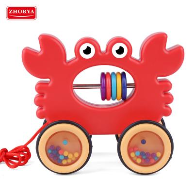 China 2020 New Design Red Baby Crawling Back and forth Swinging Track Toy Educational Animals Pull Toy Pull Along Toy for Kids Girls Boys Children for sale