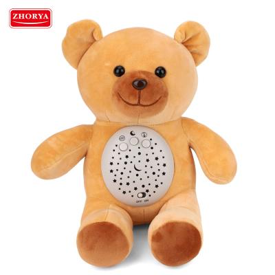 China Promotional Design ZHORYA Magic Sticky Plush Toy With Light And Music Maker Custom Logo Soft Teddy Bear Doll for sale