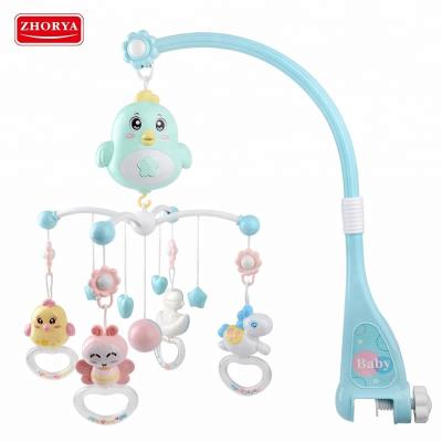 China 360 Degree Rotation Baby Safe Electric Animal Musical Bed Bell Movable Toy With Rattle Teether for sale