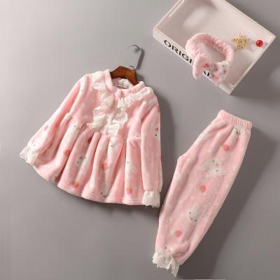 China Breathable High Quality Cute Character Kids Nightgown Pajamas For Girls Flannel Pajamas Kids Pj Set for sale