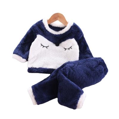 China Baby Boys Girls Sportswear Winter Flannel Thermal Cute Cartoon Animal Infant Romper Pajamas Pajamas for sale