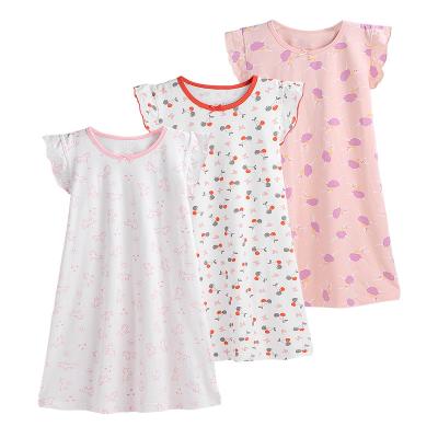 China Breathable Stripes and Fashion Cartoon Flowers Pattern Breathable Dresses Sleepwear Casual Wear for sale