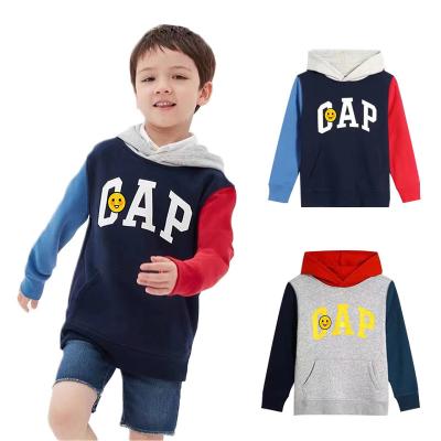 China Boy Anti-Shrink Custom Color Matching Kids Hoodie Pullover Cotton Stain Hooded Sweatshirt for sale