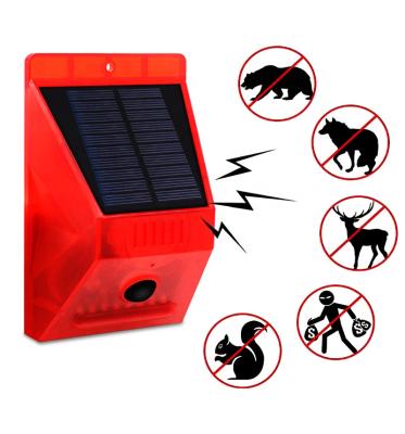 China ABS 8 LED Alarm Red Light Solar Motion Sensor Warning 129 Decibel Outdoor PIR Waterproof Solar Alarm for sale