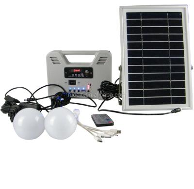 China Home Portable Solar Light System 8AH Battery 3W Led Bulb FM Radio For Home Use for sale